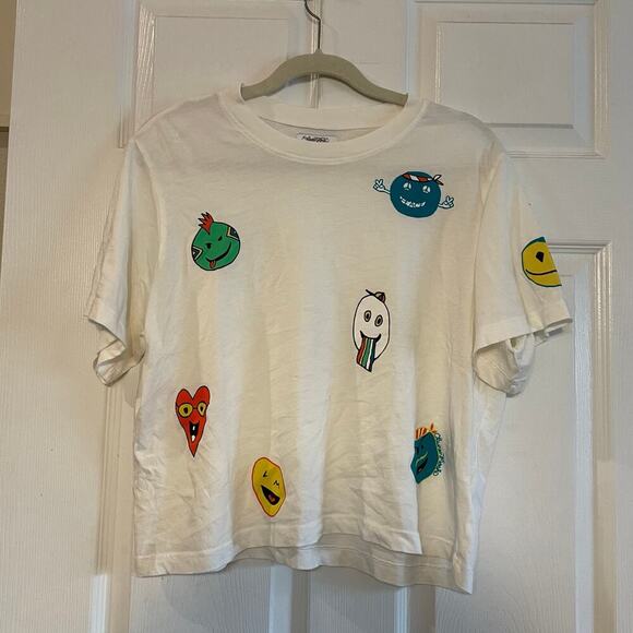 Lauren Moshi RUE COMIC EMOJIS cropped shirt size medium. - Picture 1 of 11